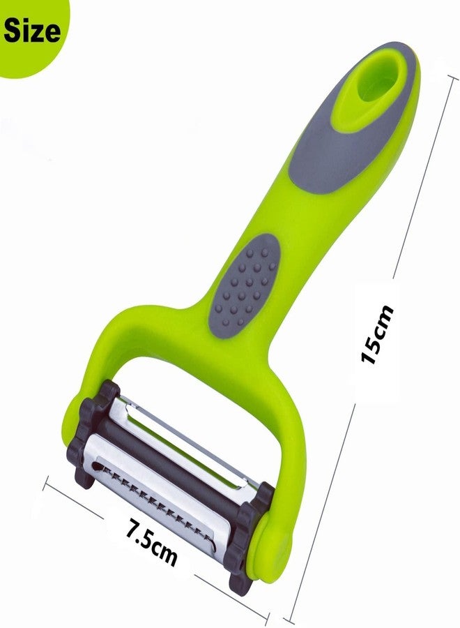 باسكيتي باسكتي 3 في 1 مقشرة خضار جوليان، مقشرة جزر، مقشرة بطاطس، مقشرة فواكه من الفولاذ المقاوم للصدأ، قطاعة بطاطس وكرنب، مبشرة خضار، أداة مطبخ (عبوة من قطعتين) - Image 2